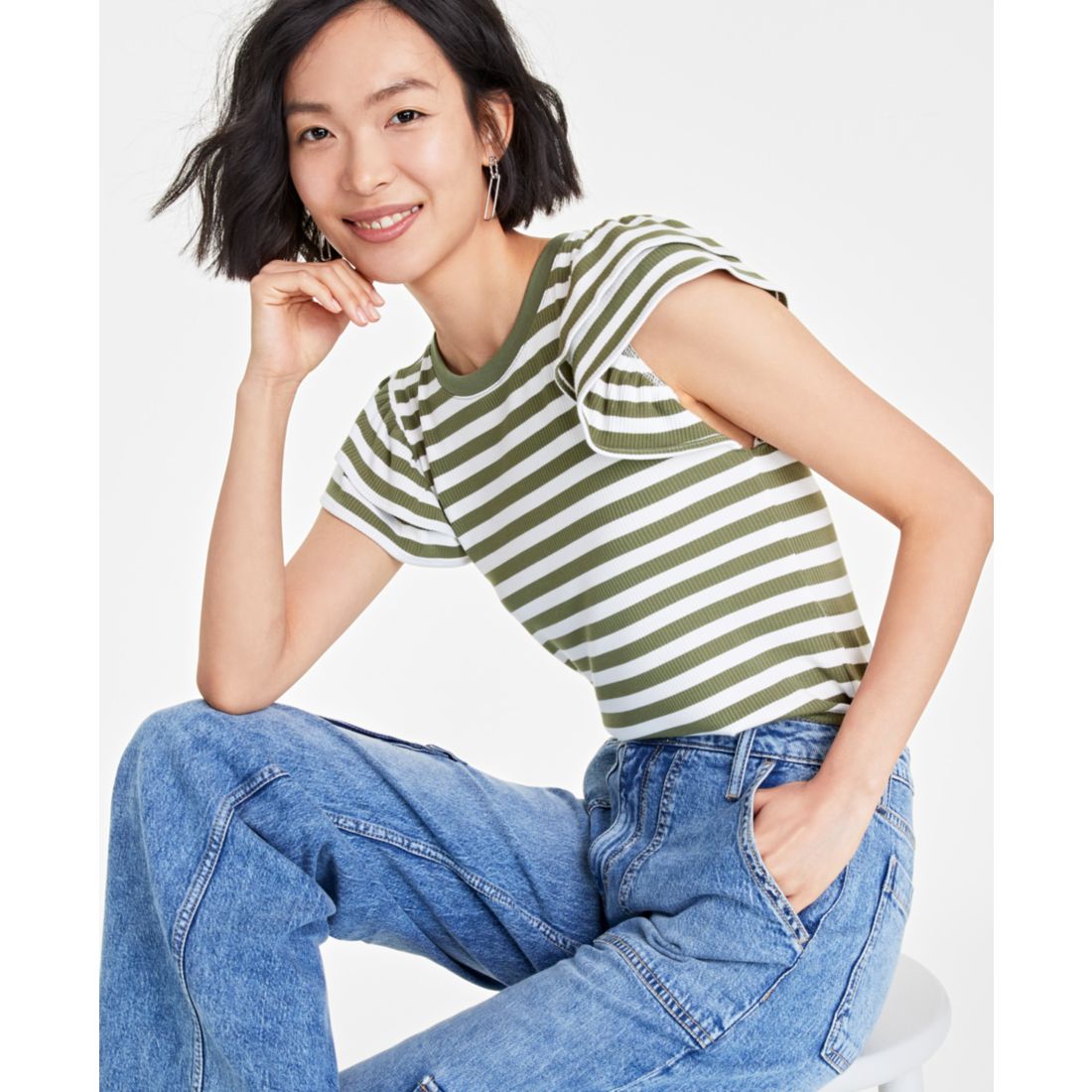 On 34th Women's Flutter-Sleeve Ribbed Top, Created for Macy's