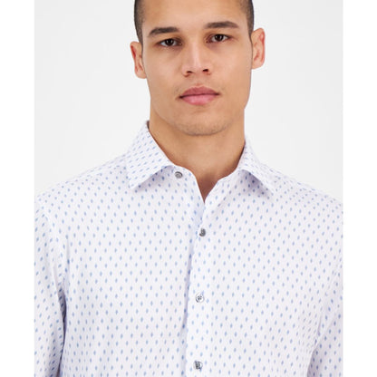 Alfani Men's Slim Fit Long Sleeve Button-Front Dash Diamond Print Shirt, Exclusively at Macy's