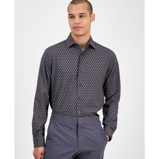 Alfani Men's Slim Fit Long Sleeve Button-Front Dash Diamond Print Shirt, Exclusively at Macy's