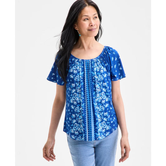 Style & Co Women's Printed Scoop-Neck Top, Exclusively at Macy's