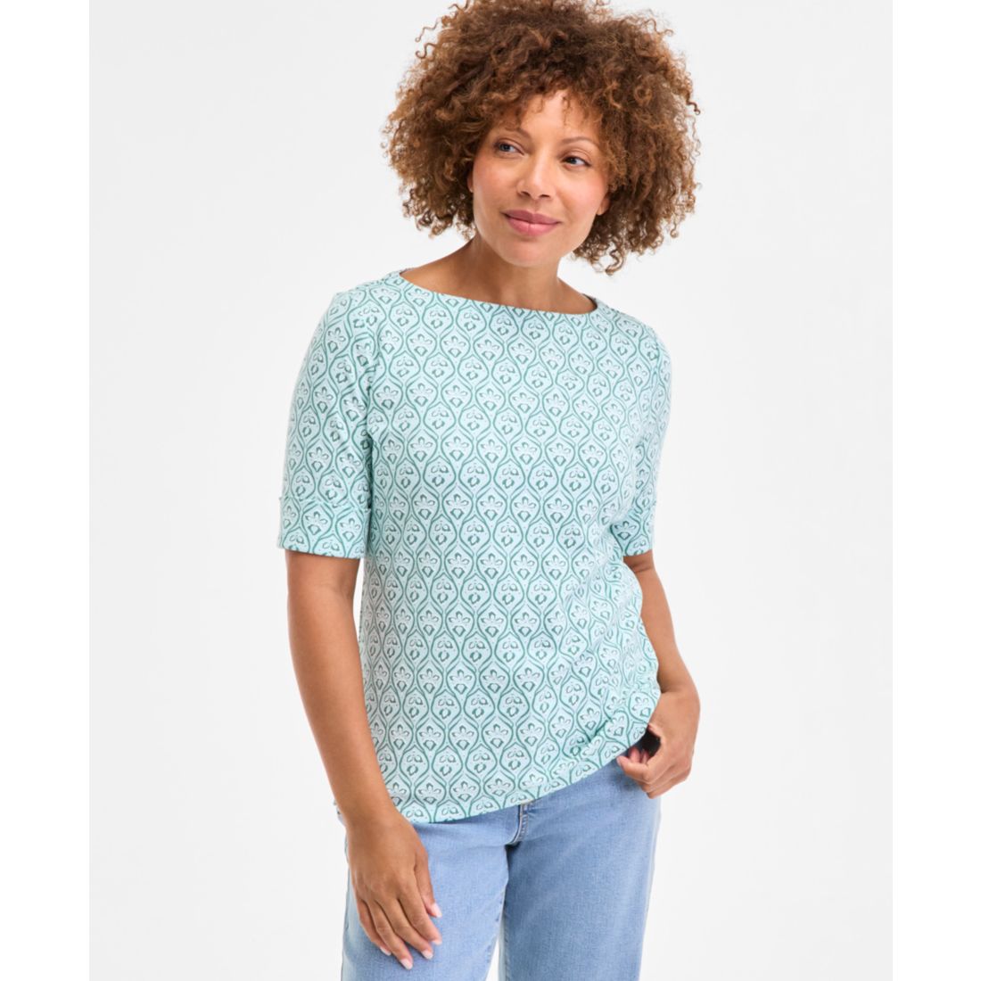 Style & Co Plus Size Printed Crewneck Top, Exclusively at Macy's