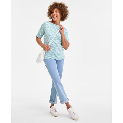Style & Co Plus Size Printed Crewneck Top, Exclusively at Macy's