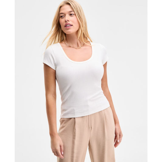 On 34th Women's Ribbed Scoop-Neck Tee, Exclusively at Macy's