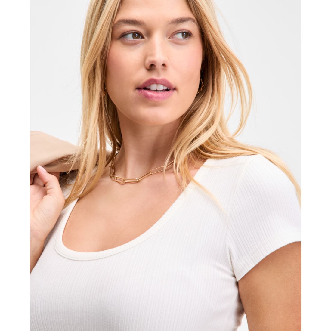 On 34th Women's Ribbed Scoop-Neck Tee, Exclusively at Macy's