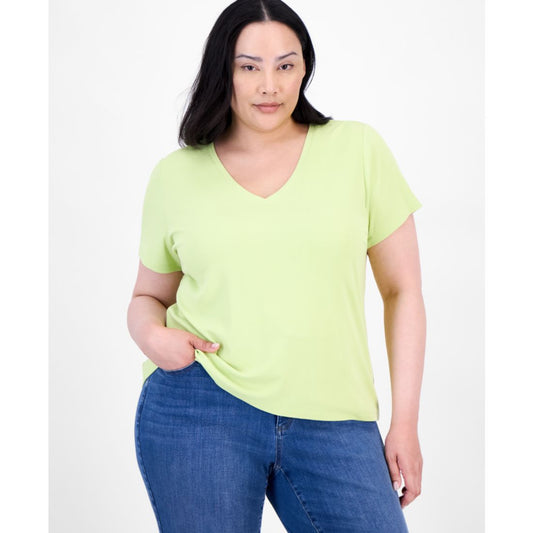 I.n.c. International Concepts Plus Size V-Neck Ribbed Knit Top, Exclusively at Macy's