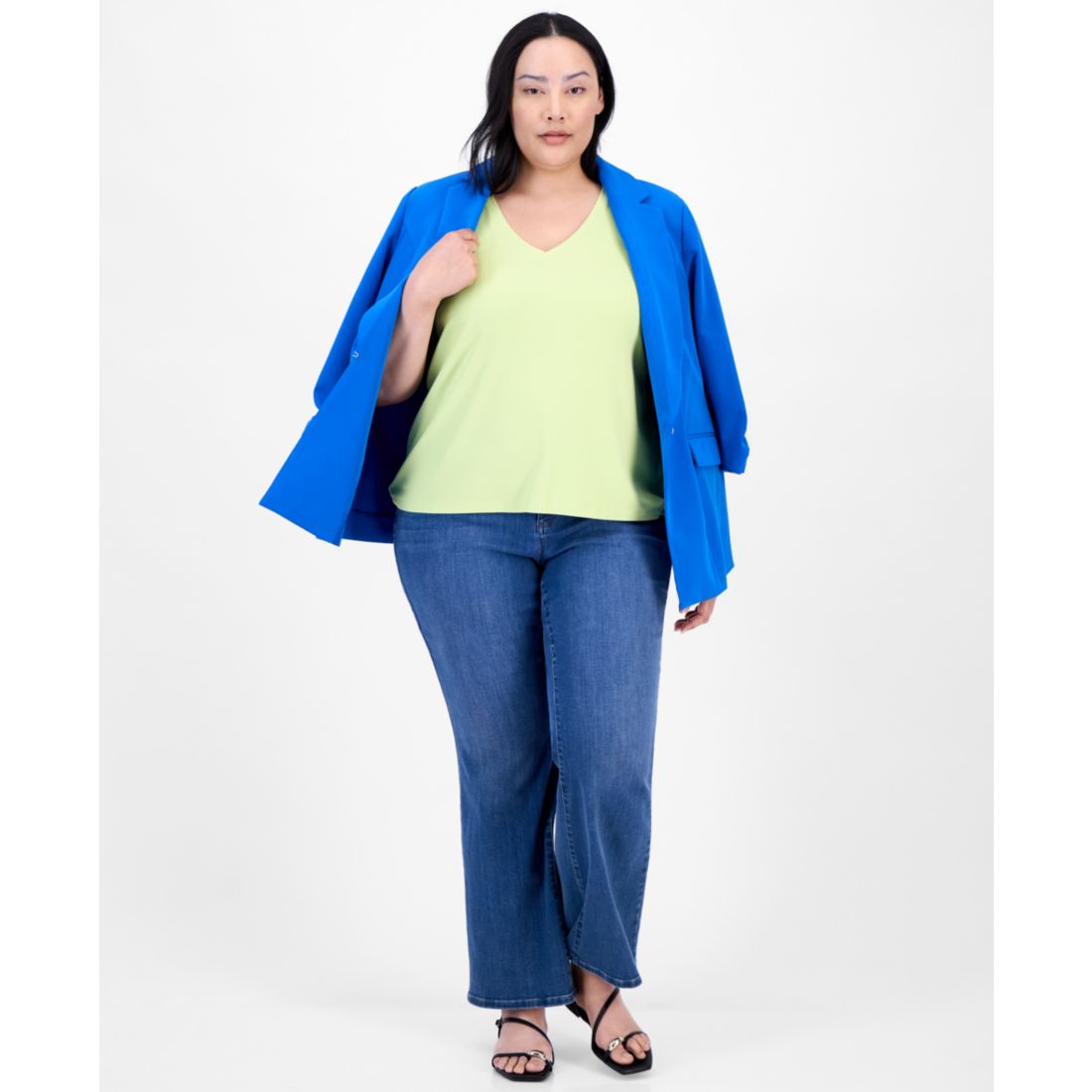 I.n.c. International Concepts Plus Size V-Neck Ribbed Knit Top, Exclusively at Macy's
