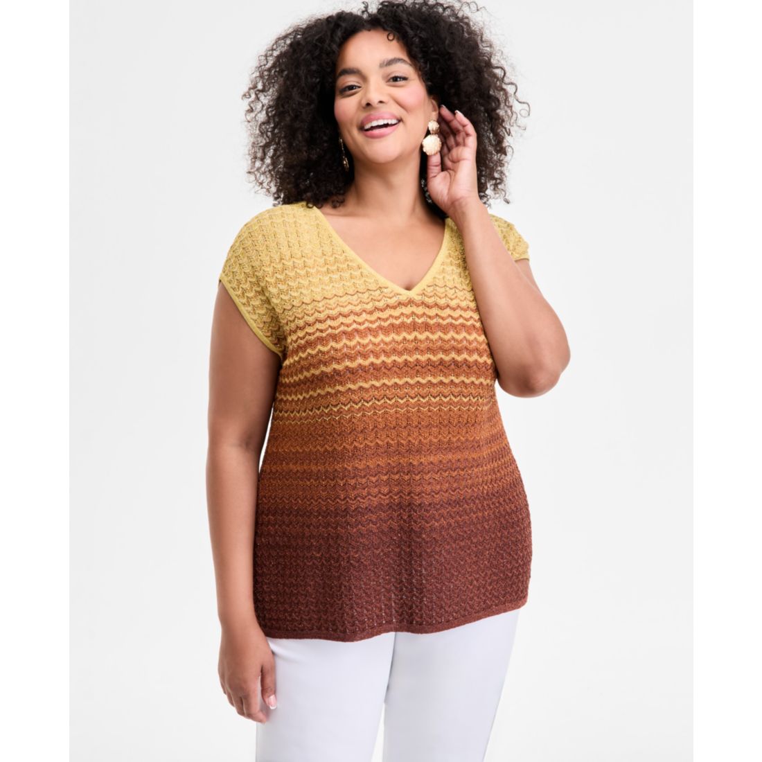 I.n.c. International Concepts Plus Size Ombre V-Neck Sweater, Exclusively at Macy's