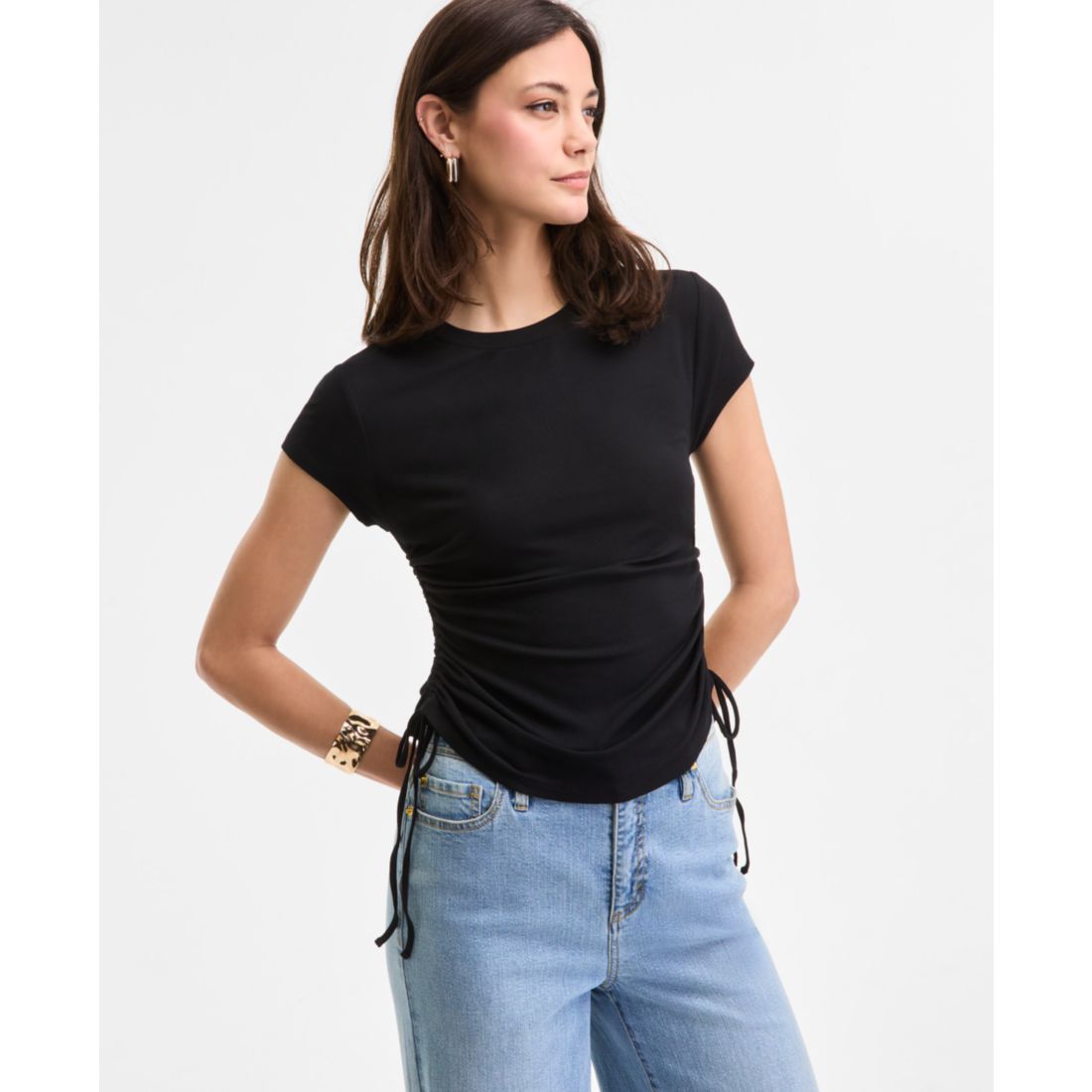I.n.c. International Concepts Women's Side-Tie T-Shirt, Exclusively at Macy's