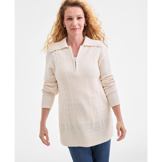Style & Co Women's Quarter-Zip Cable-Knit Sweater, Macy's Exclusive