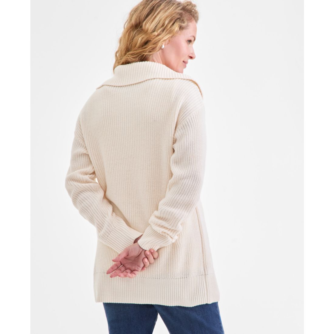 Style & Co Women's Quarter-Zip Cable-Knit Sweater, Macy's Exclusive