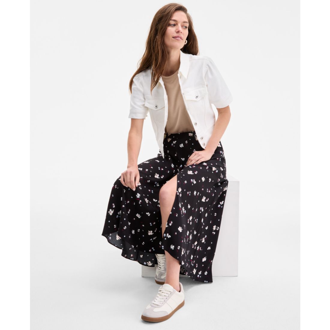 On 34th Women's Floral Slit Midi Skirt, Exclusively at Macy's