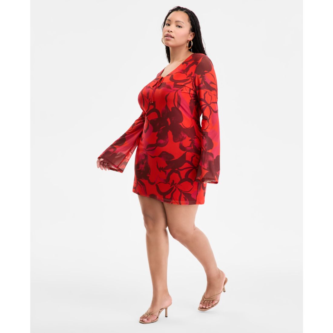 Bar Iii Plus Size Printed Mesh Mini Dress