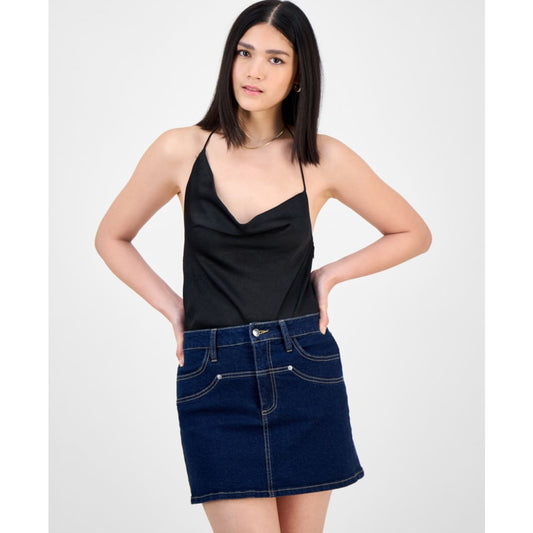 Bar Iii Women's Cowl-Neck Sleeveless Satin Bodysuit, Exclusively at Macy's