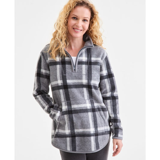 Style & Co Women's Printed Quarter-Zip Long-Sleeve Fleece, Macy's Exclusive