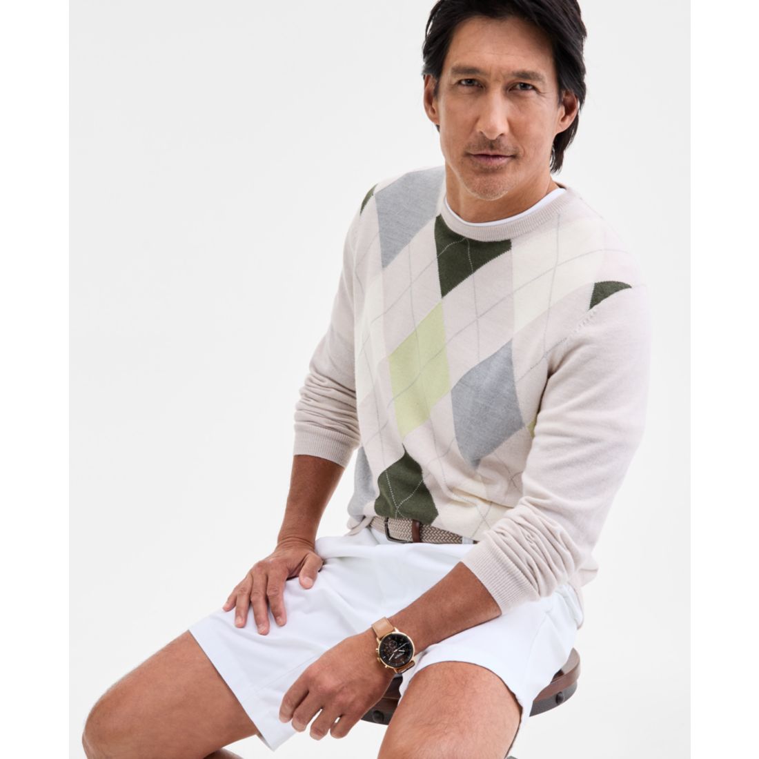 Club Room Men's Regular-Fit Argyle Crewneck Sweater, Macy's Exclusive