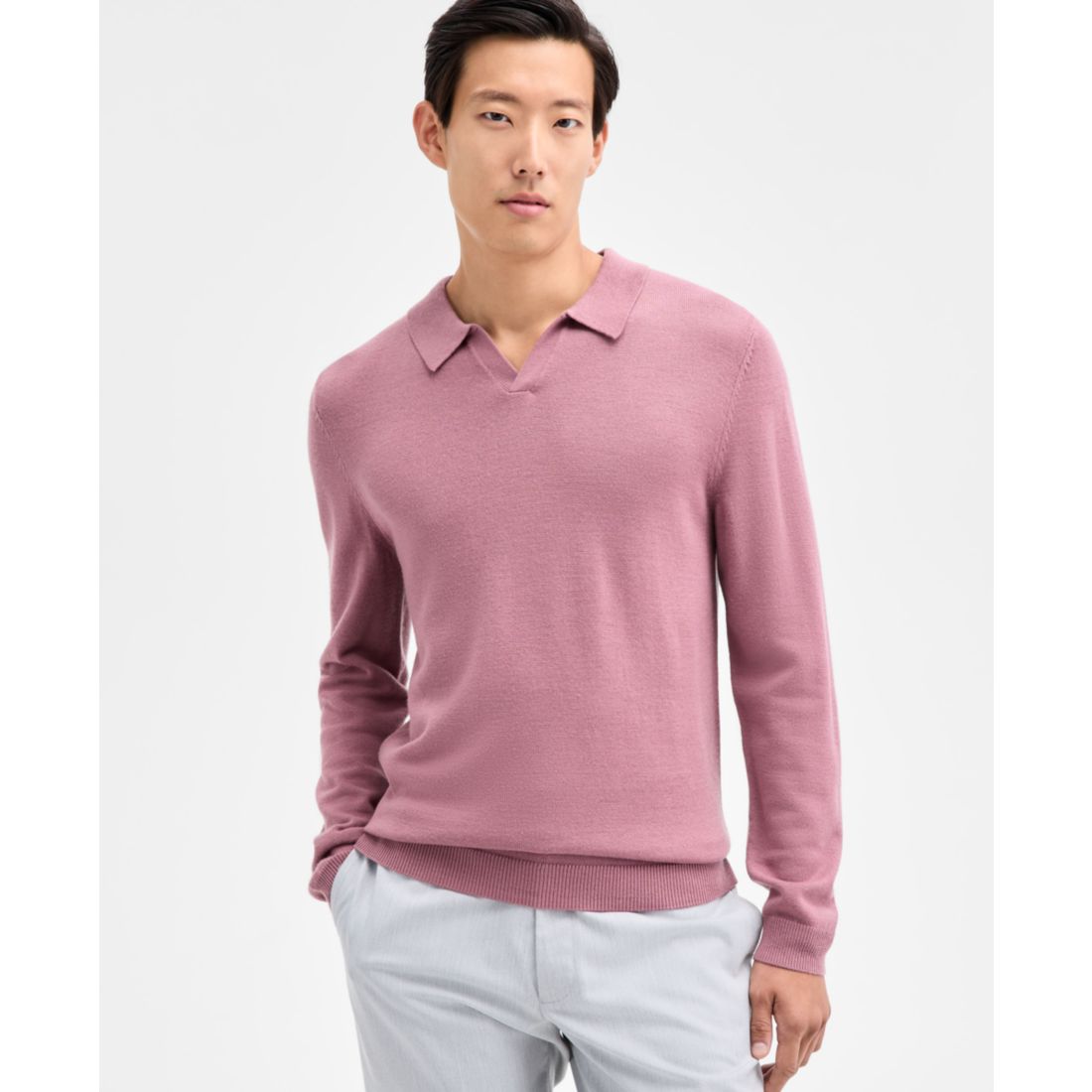 Alfani Men's Long-Sleeve Johnny Collar Merino Sweater, Created for Macy's