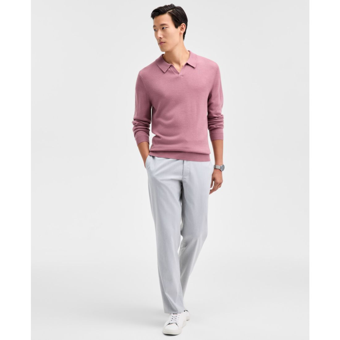 Alfani Men's Long-Sleeve Johnny Collar Merino Sweater, Created for Macy's