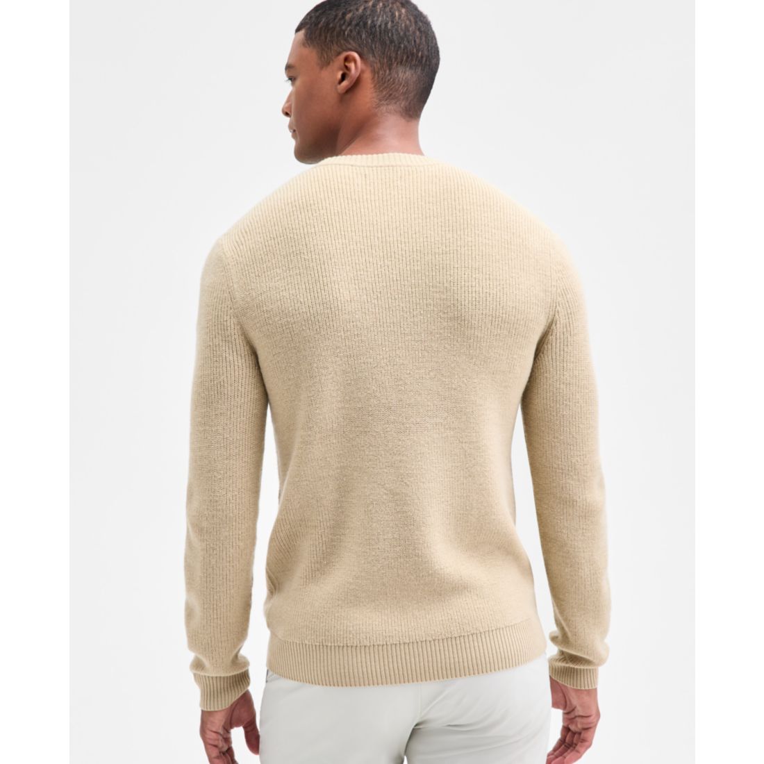 Alfani Men's Long Sleeve Basket Weave Crewneck Sweater, Macy's Exclusive