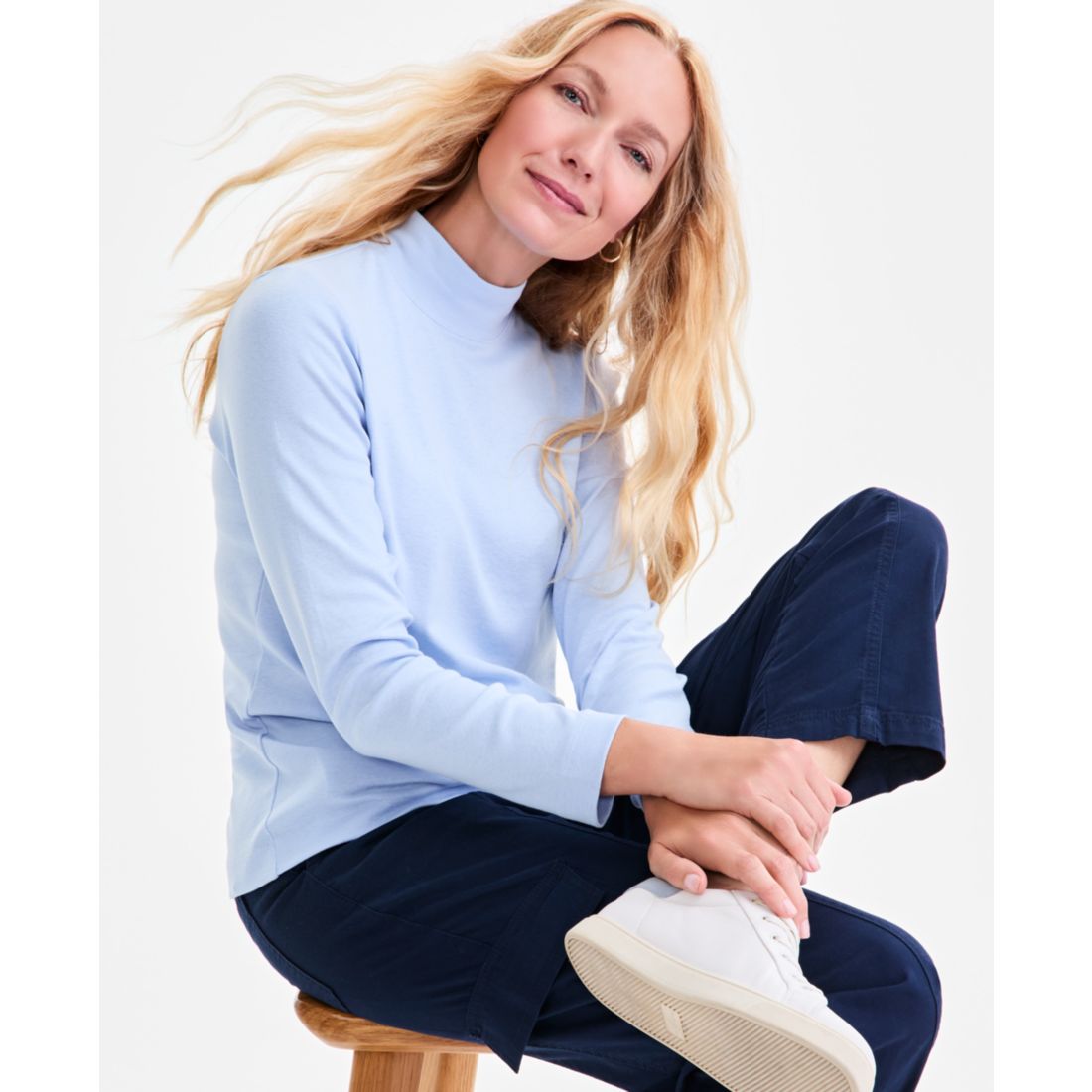 Style & Co Women's Cotton Mock-Neck Long-Sleeve Tee, Created for Macy's