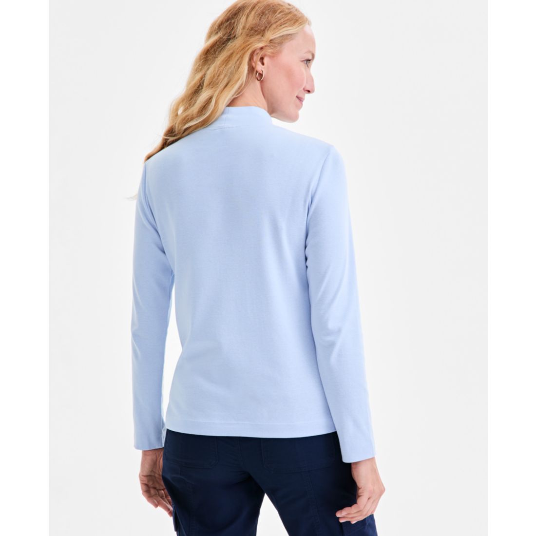 Style & Co Women's Cotton Mock-Neck Long-Sleeve Tee, Created for Macy's