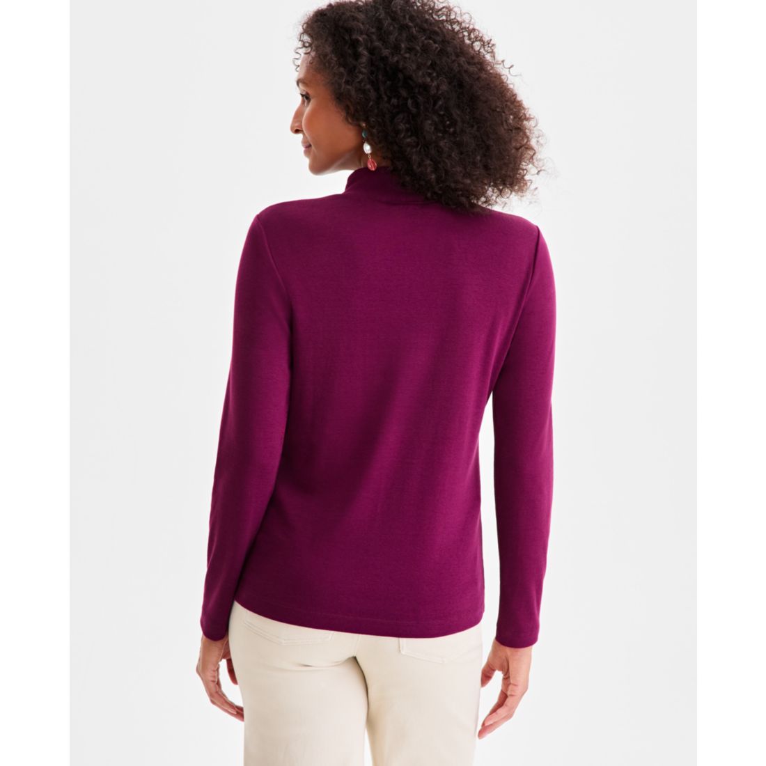 Style & Co Women's Cotton Mock-Neck Long-Sleeve Tee, Created for Macy's