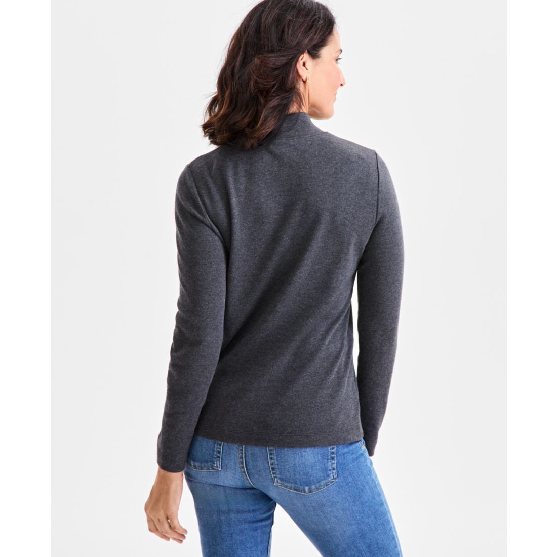 Style & Co Women's Cotton Mock-Neck Long-Sleeve Tee, Created for Macy's