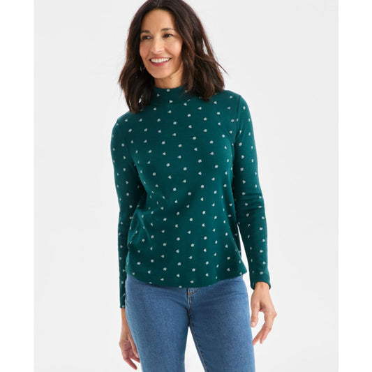 Style & Co Women's Printed Mock-Neck Knit Top, Macy's Exclusive
