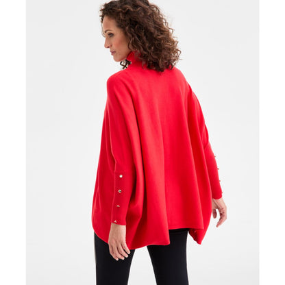 Jm Collection Women's Poncho Turtleneck Sweater, Regular & Petite, Created for Macy's