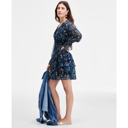 On 34th Women's Printed Smocked Ruffle Chiffon Mini Dress, Macy's Exclusive
