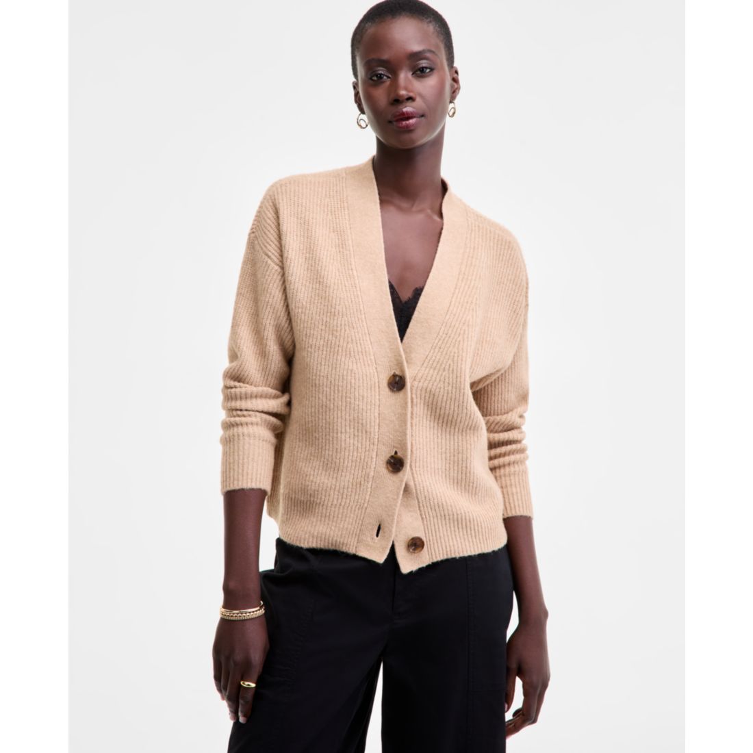 On 34th Women's Three-Button Shaker Cardigan, Created for Macy's