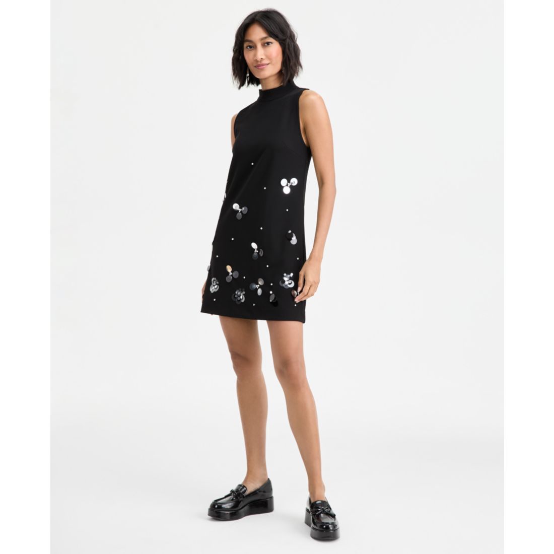 On 34th Women's Paillette Embellished Mock Neck Shift Dress, Macy's Exclusive