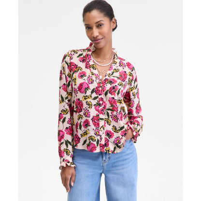 On 34th Women's Ruffle-Trim Split-Neck Blouse, Macy's Exclusive