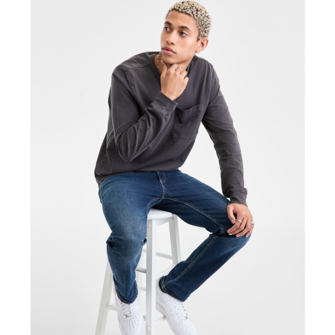 Sun + Stone Men's Long-Sleeve Cotton T-Shirt, Macy's Exclusive
