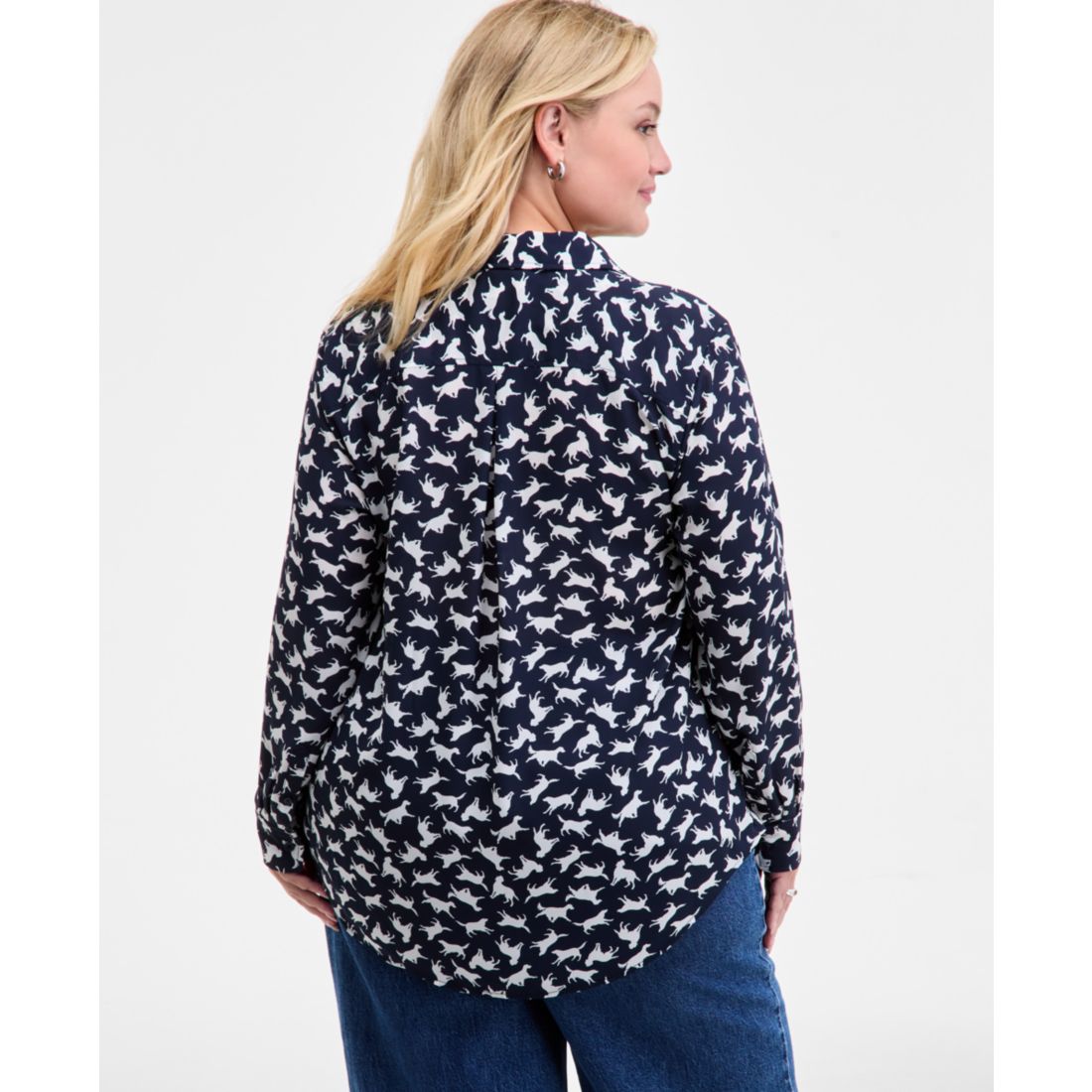 On 34th Trendy Plus Size Button-Front Crepe Shirt, Created for Macy's