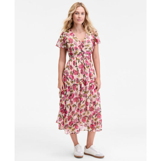 On 34th Women's Floral-Print Flutter-Sleeve Midi Dress, Macy's Exclusive