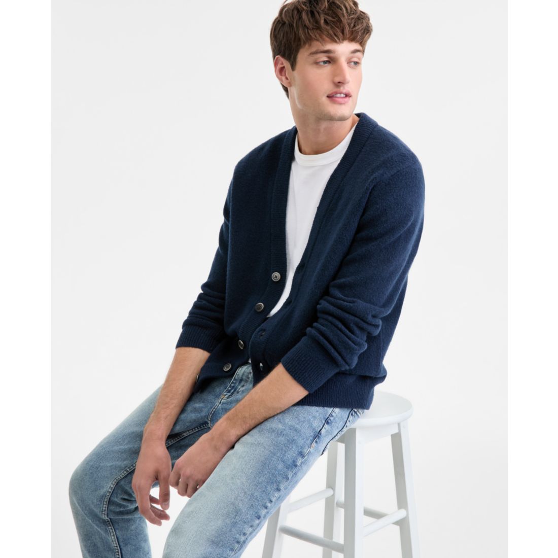 Sun + Stone Men's Long-Sleeve Brushed Solid Cardigan, Macy's Exclusive