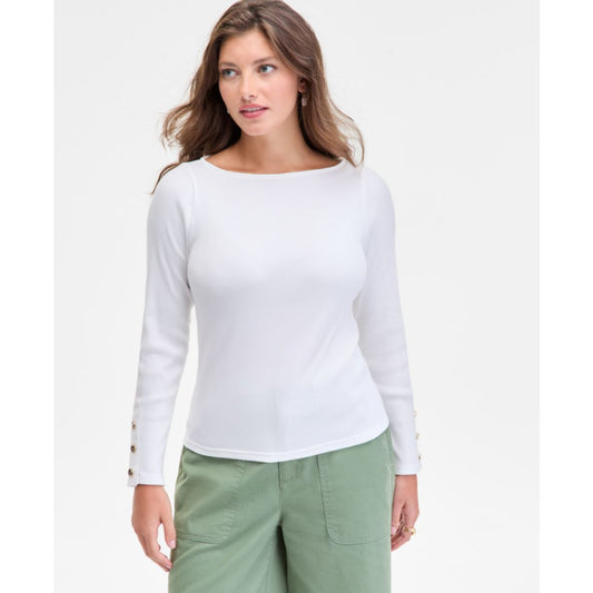 On 34th Women's Button-Cuff Boatneck Top, Macy's Exclusive