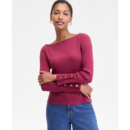On 34th Women's Button-Cuff Boatneck Top, Macy's Exclusive