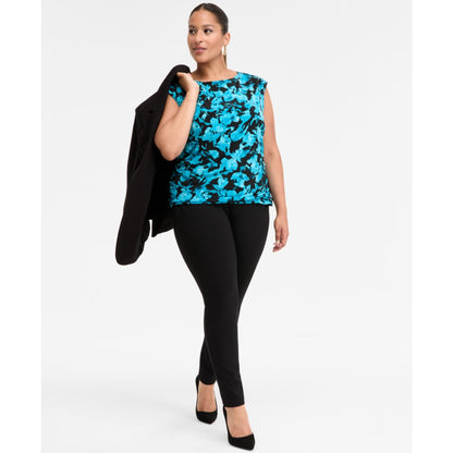 I.n.c. International Concepts Plus Size Printed Boat Neck Cap Sleeve Top, Macy's Exclusive