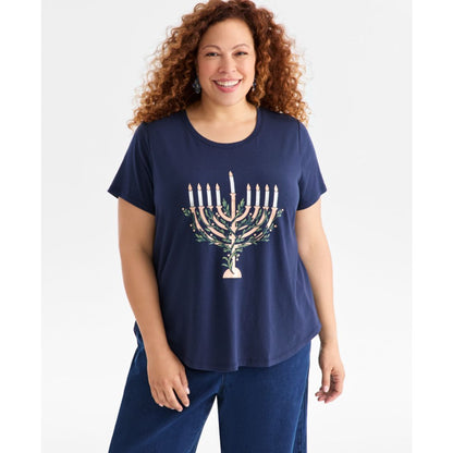 Style & Co Plus Size Menorah Graphic T-Shirt, Macy's Exclusive