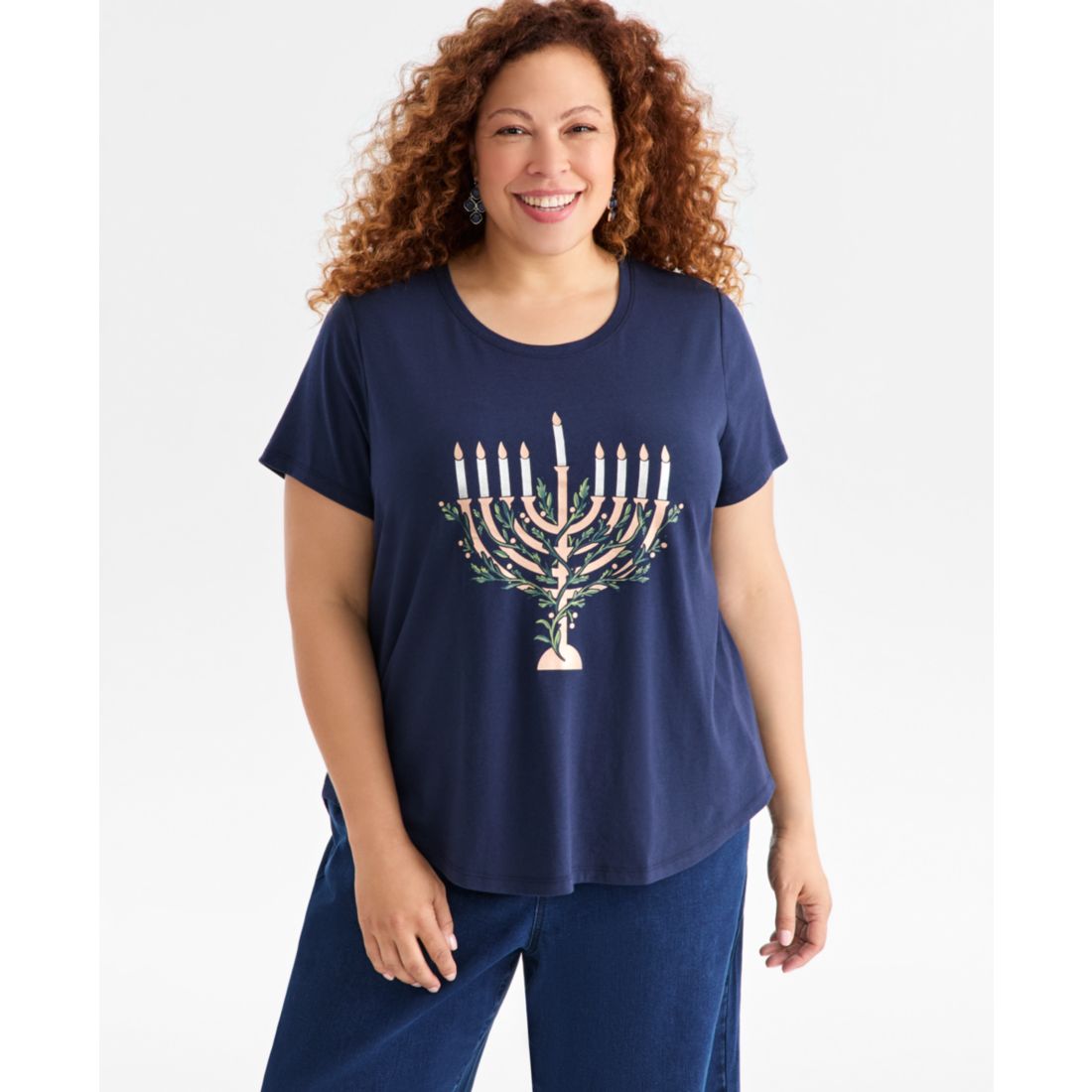 Style & Co Plus Size Menorah Graphic T-Shirt, Macy's Exclusive