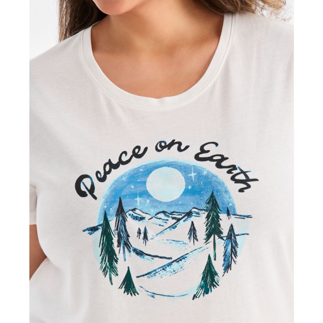Style & Co Plus Size Peace On Earth Graphic T-Shirt, Macy's Exclusive