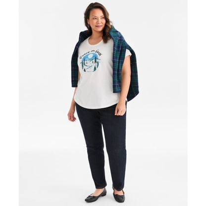 Style & Co Plus Size Peace On Earth Graphic T-Shirt, Macy's Exclusive