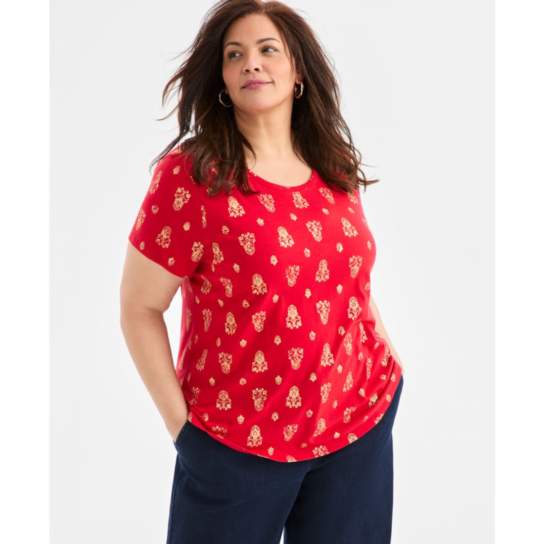 Style & Co Plus Size Perfect Short-Sleeve T-Shirt, Macy's Exclusive