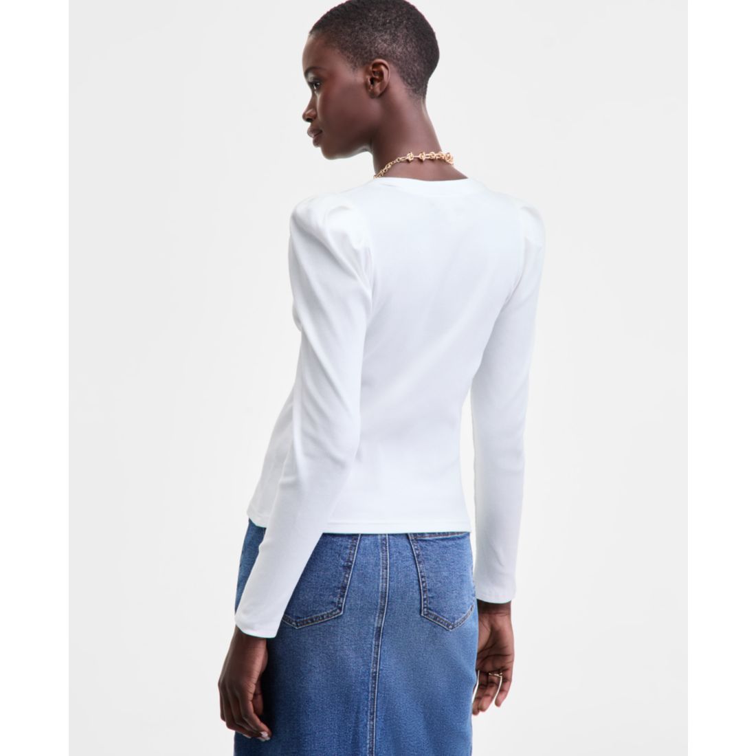 On 34th Women's Puff-Shoulder Long-Sleeve Henley T-Shirt, Macy's Exclusive