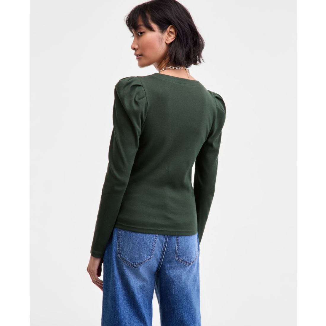 On 34th Women's Puff-Shoulder Long-Sleeve Henley T-Shirt, Macy's Exclusive