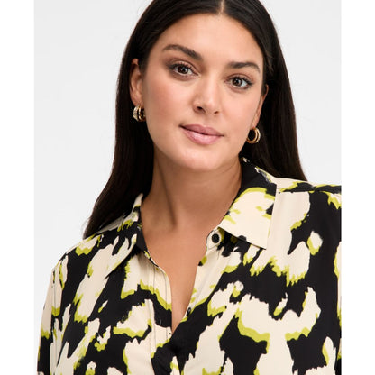 I.n.c. International Concepts Plus Size Printed Blouson-Sleeve Button-Front Shirt, Macy's Exclusive