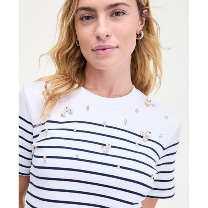 On 34th Women's Classic Stripe Embellished Cotton T-Shirt, Macy's Exclusive