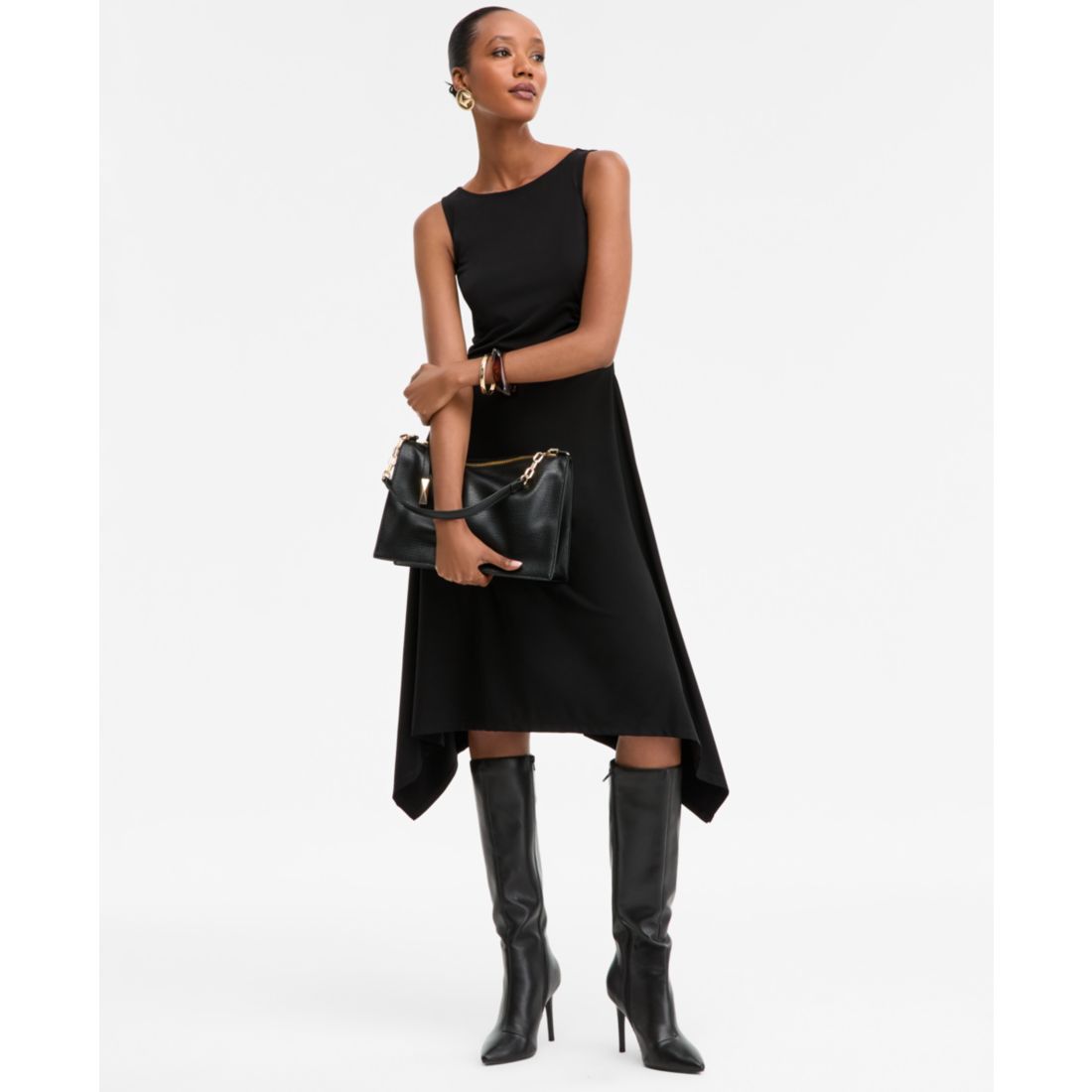 I.n.c. International Concepts Women's Scoop-Neck Asymmetric-Hem Dress, Macy's Exclusive