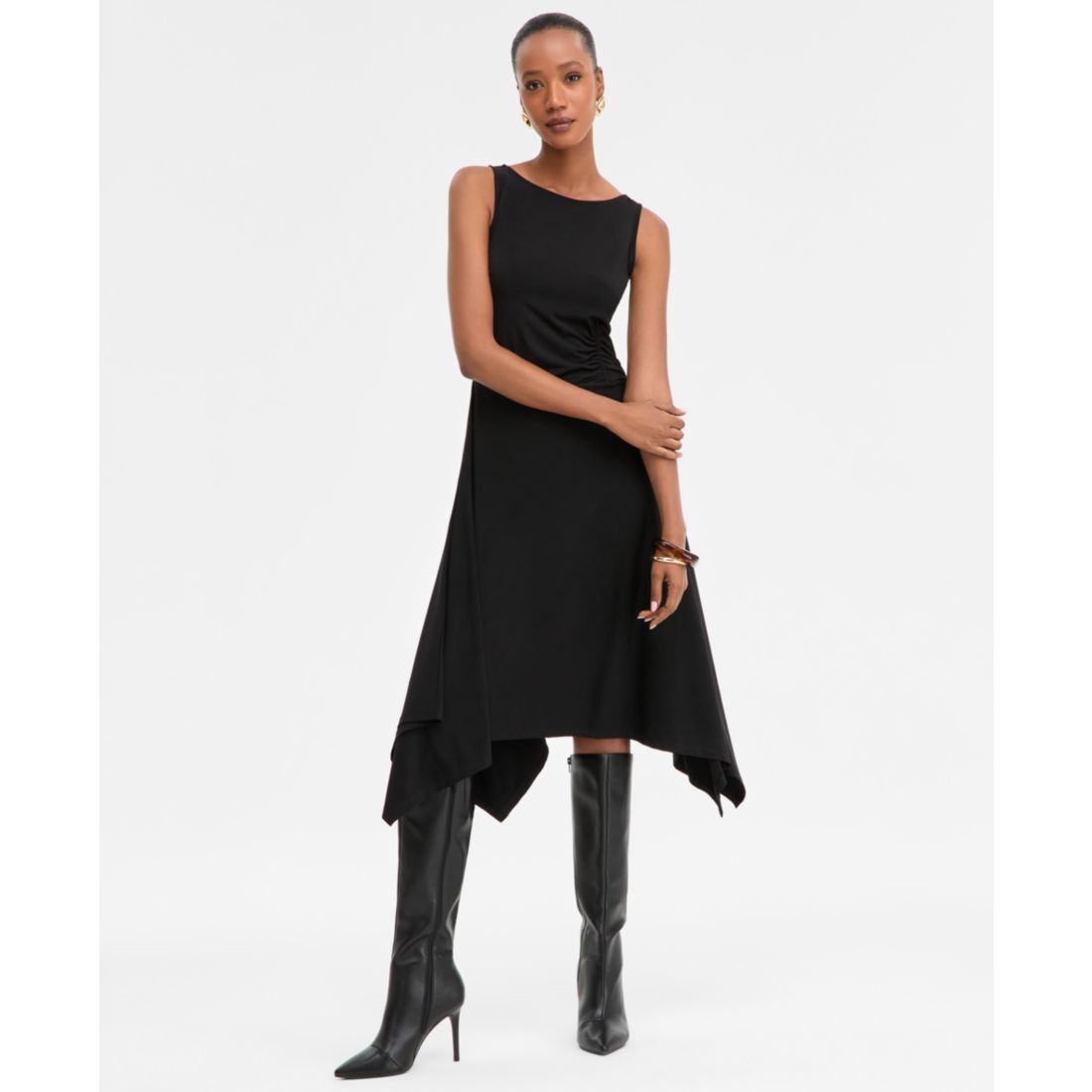 I.n.c. International Concepts Women's Scoop-Neck Asymmetric-Hem Dress, Macy's Exclusive